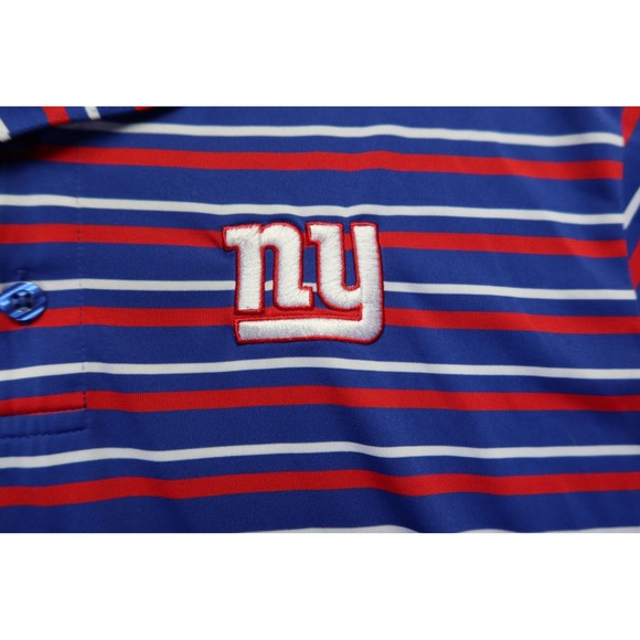 Majestic CoolBase NY New York Giants NFL Football Striped Polo Shirt Sz L - Picture 4 of 8